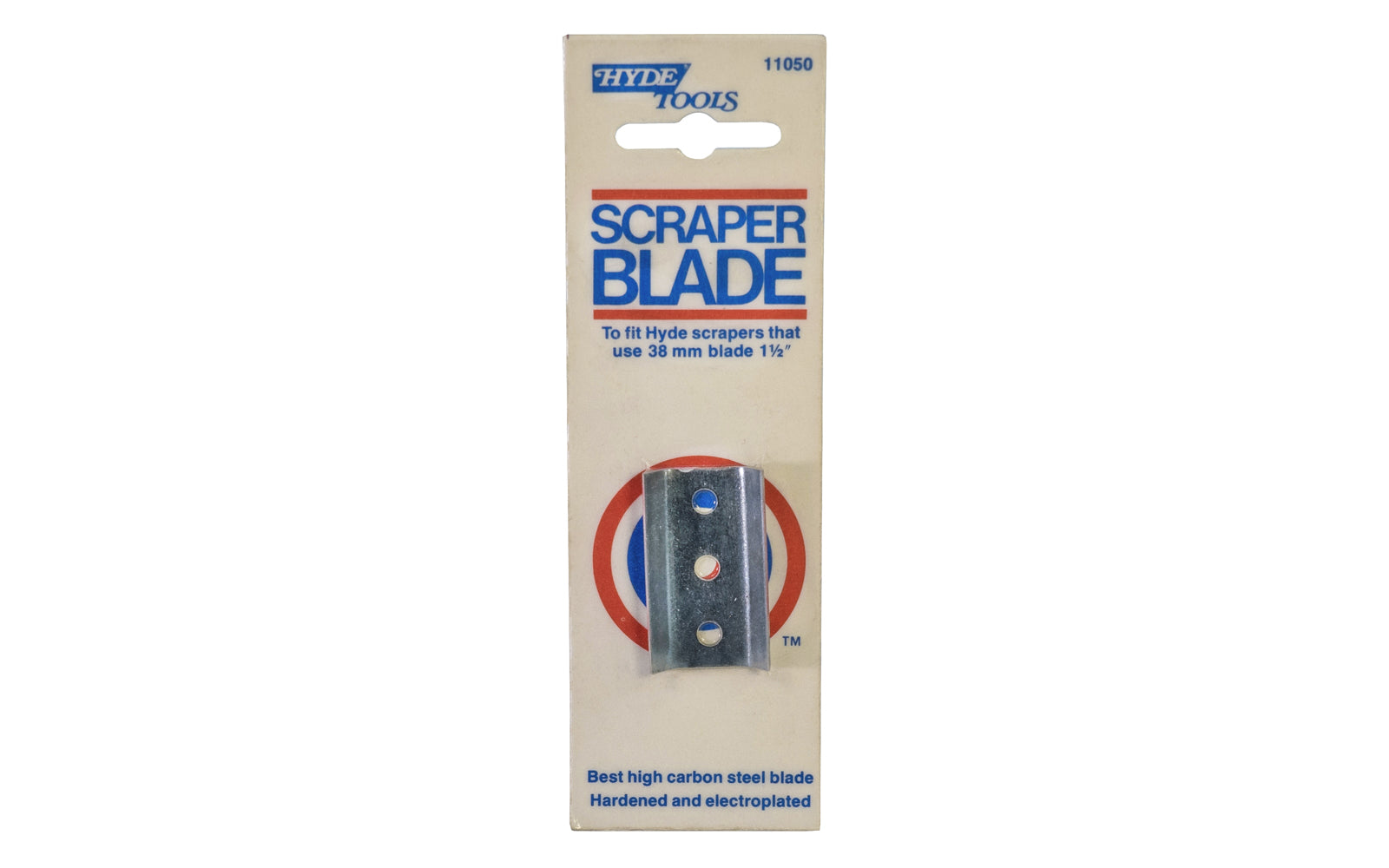 Hyde Tools 1-1/2" Length Blade (38 mm length). Model 11150. Double Edge Scraper Blade. Blade is High Carbon Steel - 2 edge blade. 1.5" size. Made in USA.