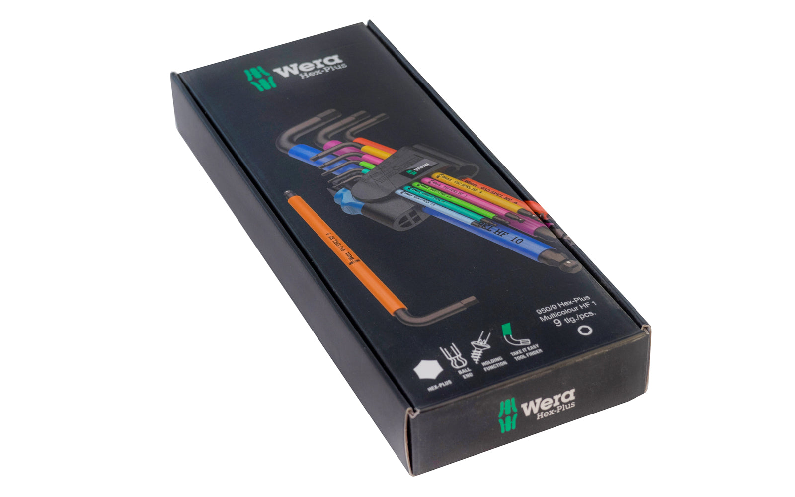 Wera Multi-Color L-Key Wrench Set. Model 022210. 950/9 Hex-Plus Multicolour HF 1" L-Key Wrench Set. 