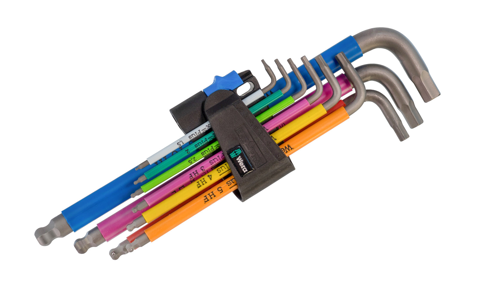 Wera Multi-Color L-Key Wrench Set. Model 022210. 950/9 Hex-Plus Multicolour HF 1" L-Key Wrench Set. 