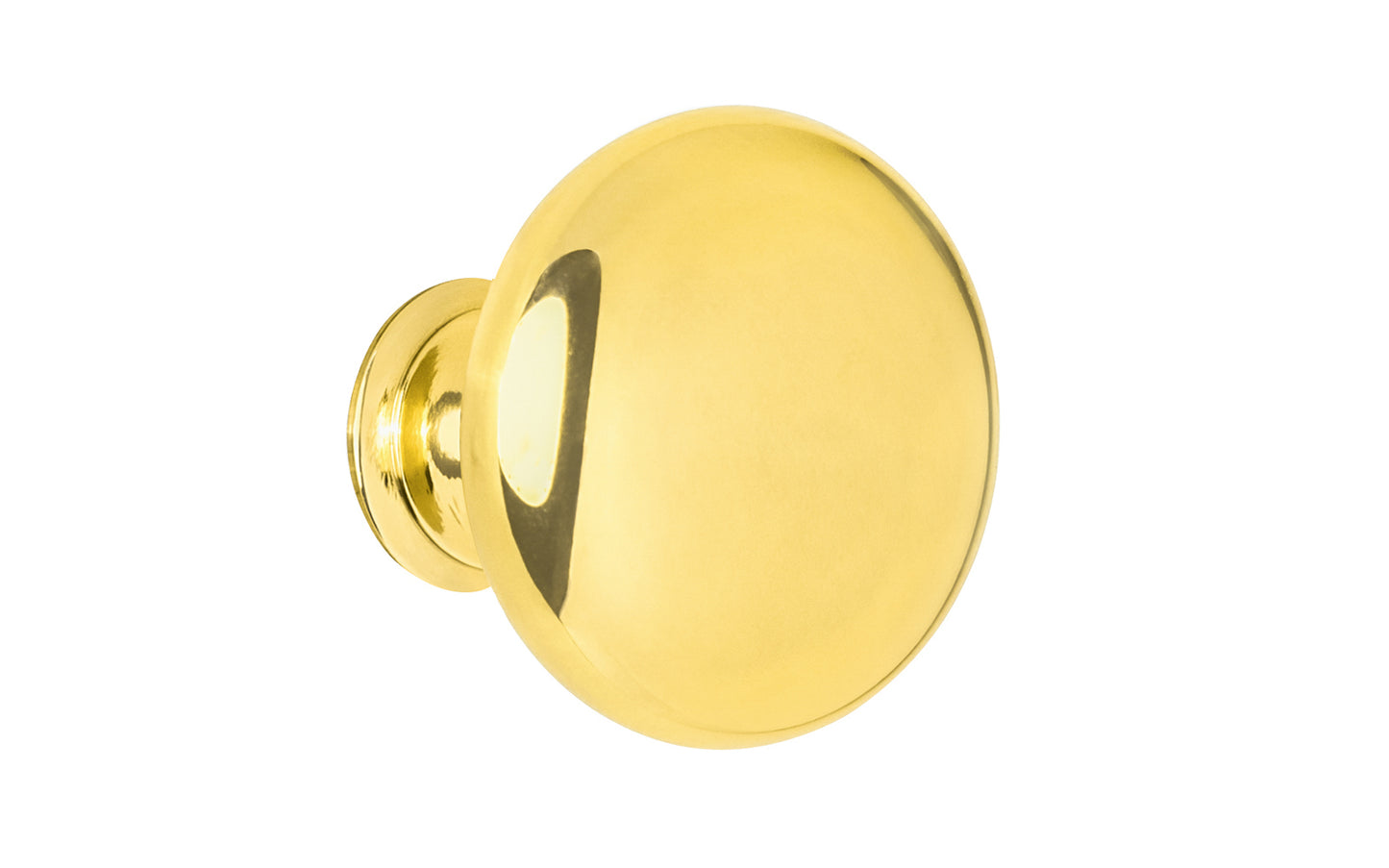 Vintage-style Hardware · Traditional & Classic Lacquered Brass Knob. 1-1/2" diameter size knob. This stylish round cabinet knob has a smooth look & feel on a pedestal shaped base. Great for kitchens, bathrooms, furniture, cabinets, drawers. Lacquered brass finish. Authentic reproduction hardware.