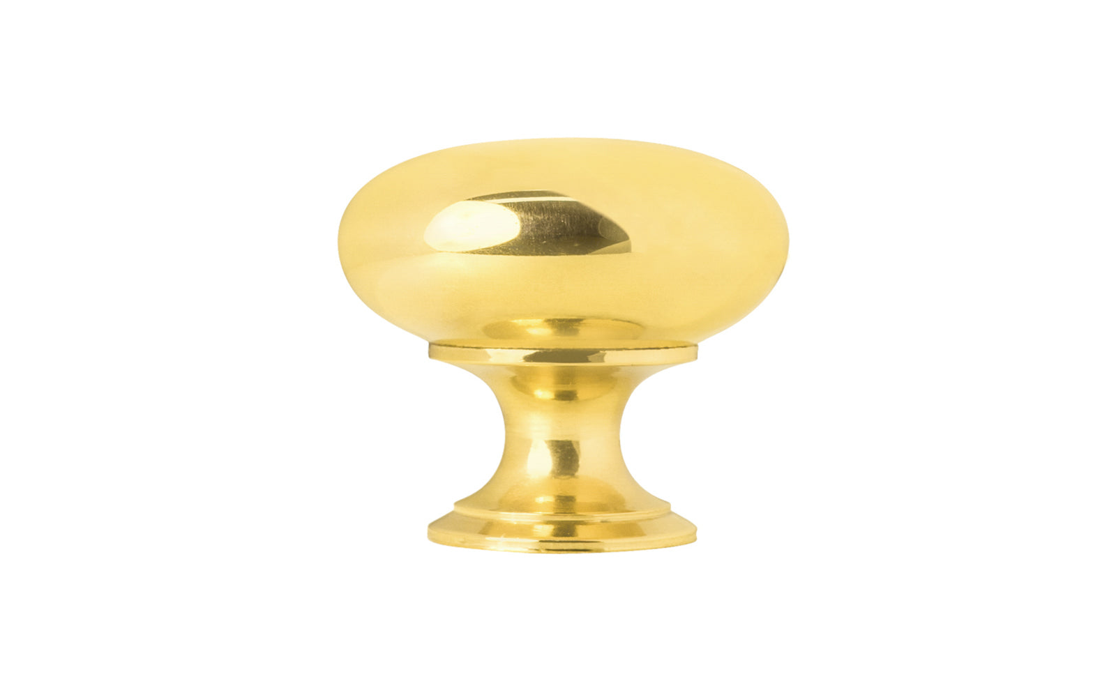 Vintage-style Hardware · Traditional & Classic Lacquered Brass Knob. 1-1/4" diameter size knob. This stylish round cabinet knob has a smooth look & feel on a pedestal shaped base. Great for kitchens, bathrooms, furniture, cabinets, drawers. Lacquered brass finish. Authentic reproduction hardware.