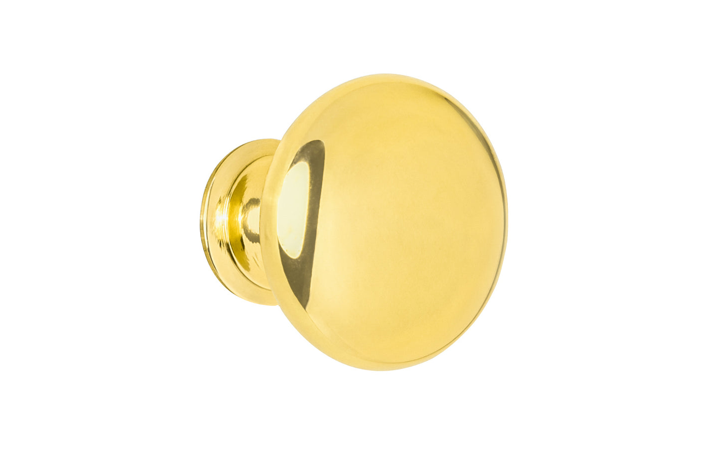 Vintage-style Hardware · Traditional & Classic Lacquered Brass Knob. 1-1/4" diameter size knob. This stylish round cabinet knob has a smooth look & feel on a pedestal shaped base. Great for kitchens, bathrooms, furniture, cabinets, drawers. Lacquered brass finish. Authentic reproduction hardware.