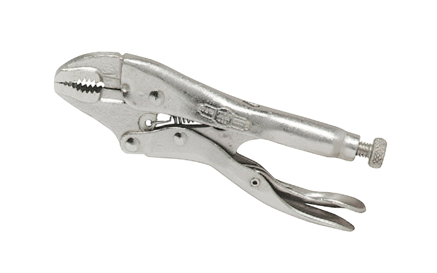 Irwin 4" "The Original" Vise Grip Locking Nose Plier. Model 4WR. Item No. 1002L3. Turn screw to adjust pressure & fit work. Stays adjusted for repetitive use. Constructed of high-grade heat-treated alloy steel for maximum toughness & durability. Hardened teeth are designed to grip from any angle. 15/16" Jaw Capacity.