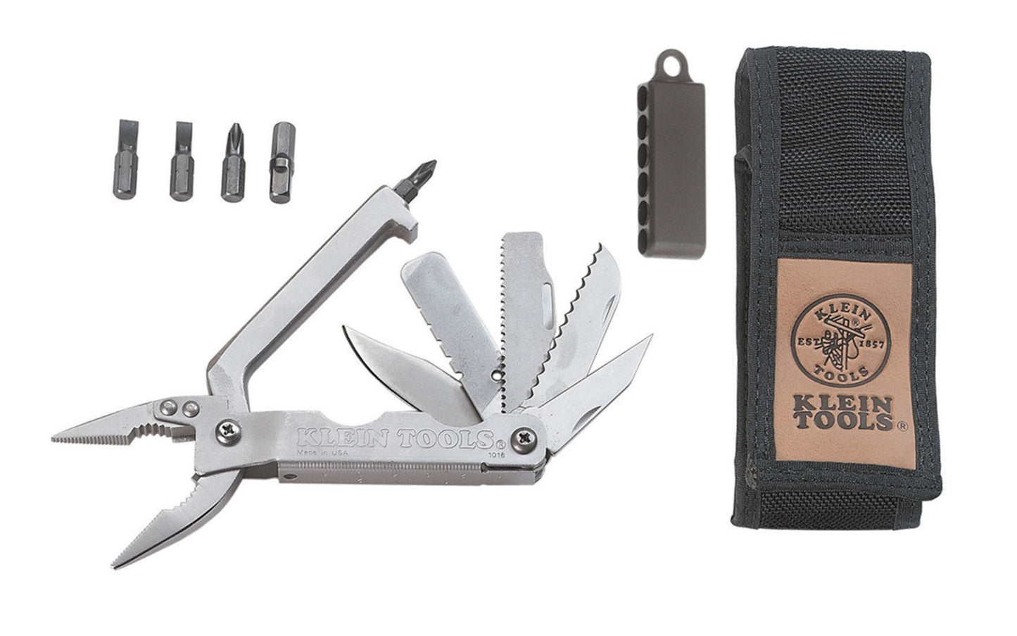 Klein Tools 13-in-1 Multi-Tool is a unique tool designed to address the special needs of electricians &amp; maintenance professionals while providing many other features handy on the job. Electrical / Maintenance Tool. Model 1016. Multi-Knife 'TripSaver' Tool Made in USA. 