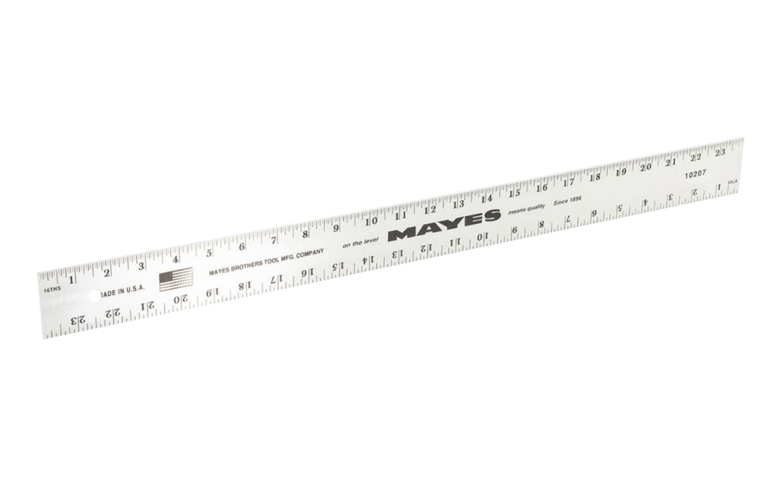 This Mayes 24" x 2" Straight Edge Aluminum Ruler is thicker & stronger than the average ruler. Straight & accurate, it's ideal for a wide range of hobbies & professional tasks. It is made of 0.125" extruded-aluminum & features easy-to-read Thermo-bonded graduations in 1/8" & 1/16" scale. Model 10207.
