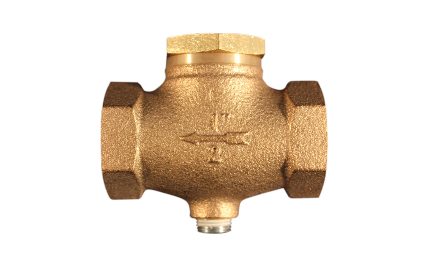 Milton 1/4" FNPT In-Line Check Valve. 1/4" FNPT in line check valve is designed for piped systems to prevent bleed-back of pressure/material into air supply system. 1/4" FNPT on both ends. Has a maximum pressure of 250 PSI and 12 SCFM. Valves have a 1/8" plugged tap for a pressure gage or pressure switch. Overall length of 1 3/4".