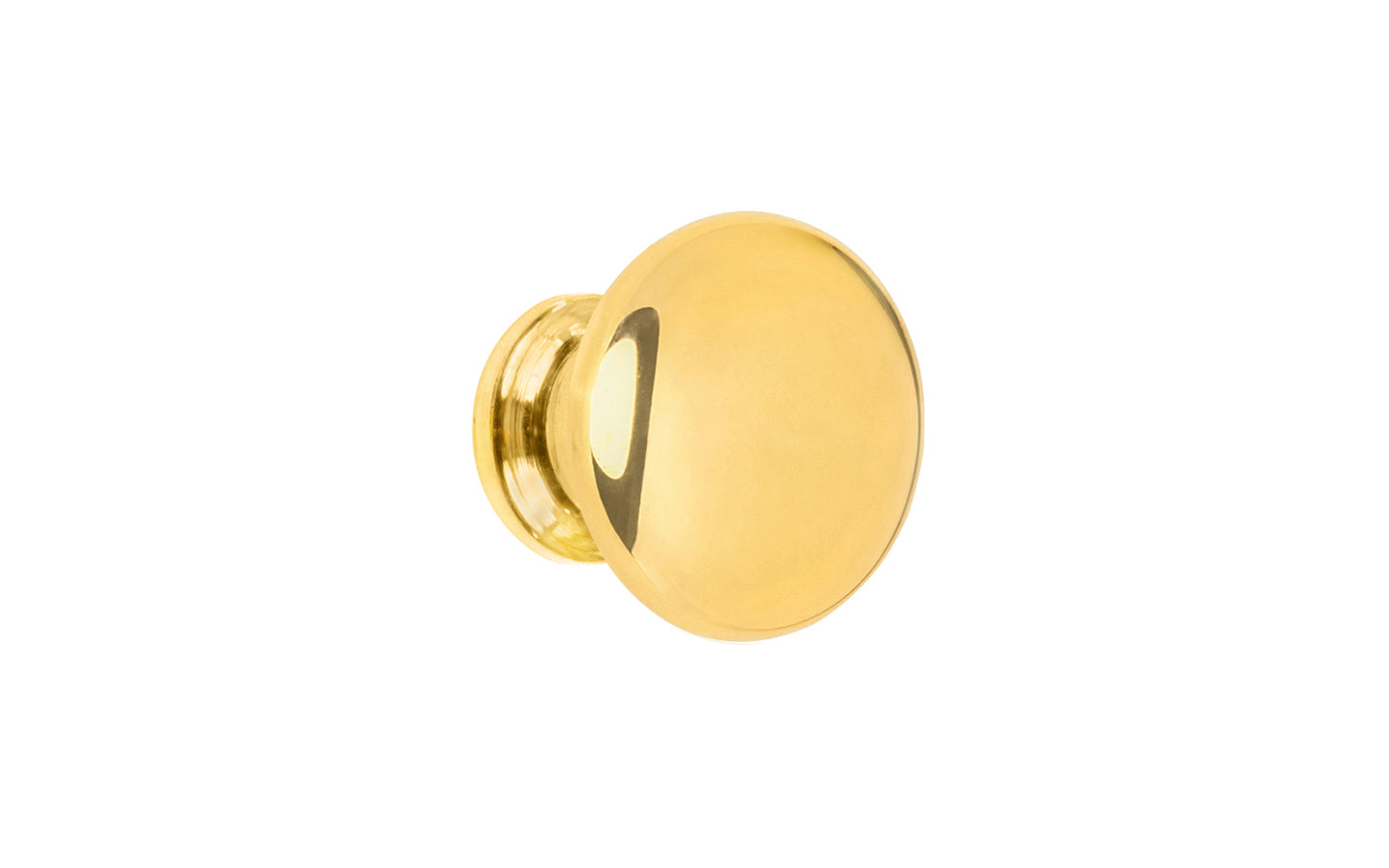 A classic & traditional small unlacquered solid brass mini knob. 3/4" diameter. The knob is made of non-lacquered brass (the unlacquered brass will patina over time). The mini "mushroom" knob is ideal for small drawers, bookcases, cubbyholes, small boxes, & other small furniture pieces & cabinets. Non-Lacquered Brass (will patina naturally over time)
