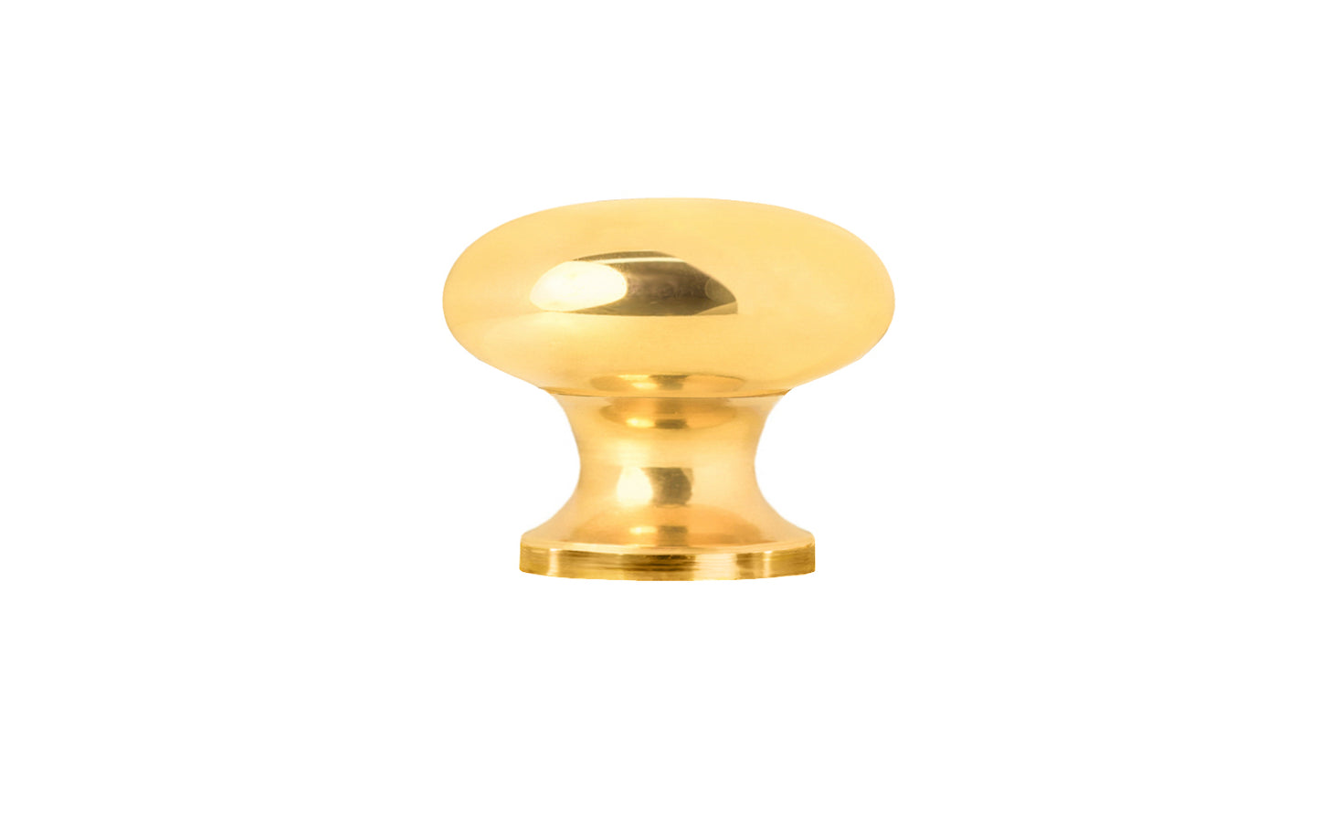 A classic & traditional small unlacquered solid brass mini knob. 3/4" diameter. The knob is made of non-lacquered brass (the unlacquered brass will patina over time). The mini "mushroom" knob is ideal for small drawers, bookcases, cubbyholes, small boxes, & other small furniture pieces & cabinets. Non-Lacquered Brass (will patina naturally over time)