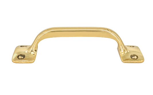 Vintage-style Hardware · Classic Solid Brass Handle Pull ~ 3-1/2" On Centers. Versatile handle is great for sash windows, cabinets, drawers, file cabinets. Arts & Crafts handle pull. Unlacquered Brass (will patina over time). Un-lacquered brass. Non-lacquered brass.