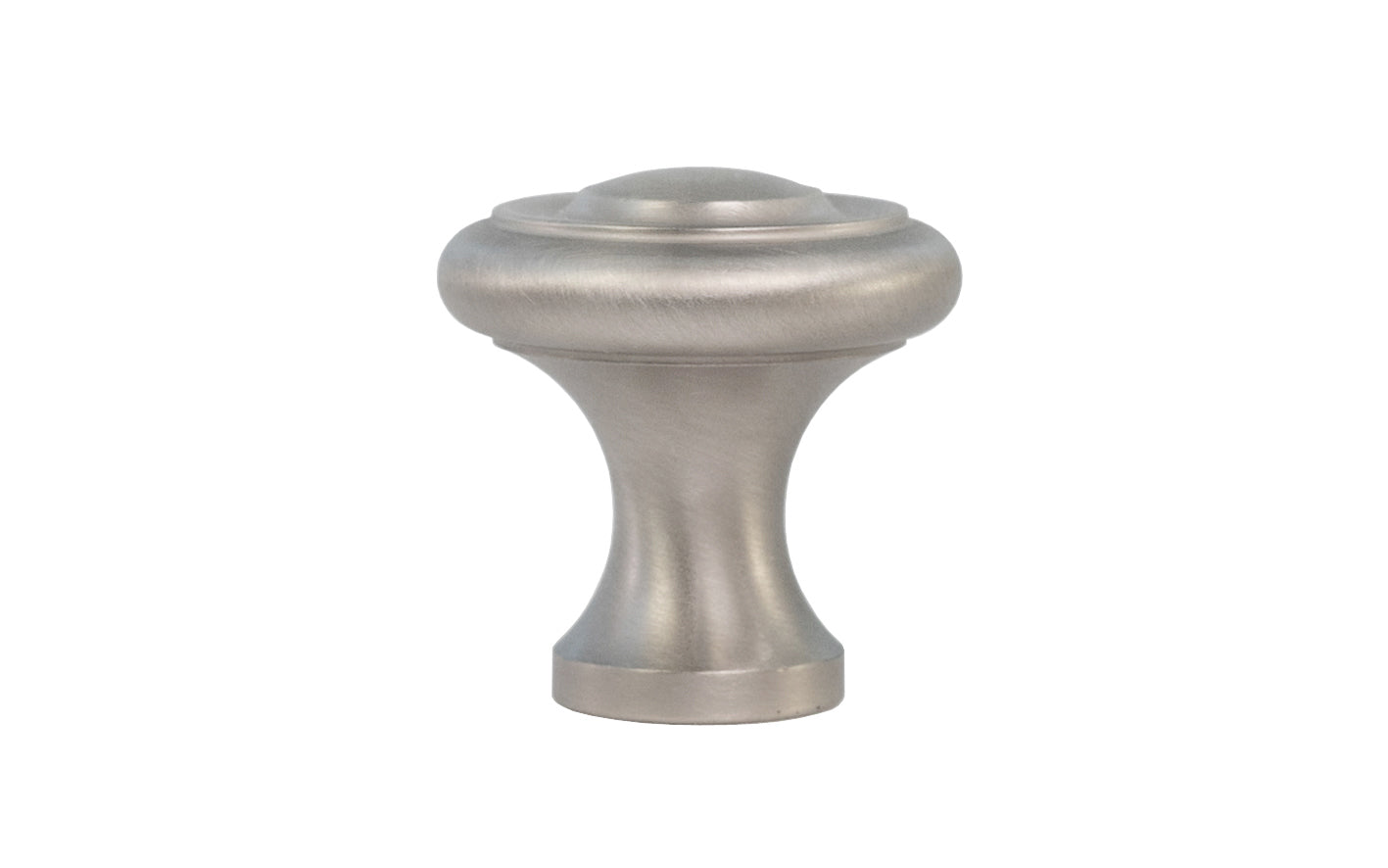 Vintage-style Hardware · Solid Brass classic contemporary / art deco, mid-century style cabinet knob. High quality solid brass 1" diameter Knob. Ideal for kitchen & bathroom cabinets, & furniture. Brushed nickel finish.