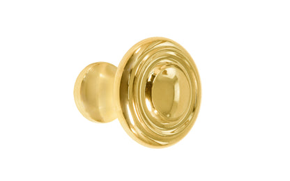 Vintage-style Hardware · Solid Brass classic contemporary / art deco, mid-century style cabinet knob. High quality solid brass 1" diameter Knob. Ideal for kitchen & bathroom cabinets, & furniture. Lacquered brass finish.