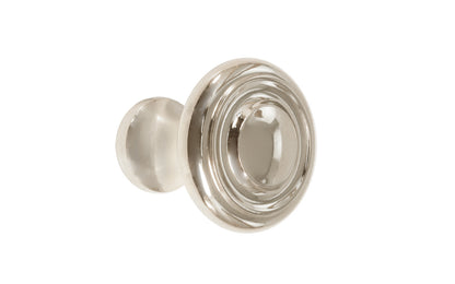 Vintage-style Hardware · Solid Brass classic contemporary / art deco, mid-century style cabinet knob. High quality solid brass 1" diameter Knob. Ideal for kitchen & bathroom cabinets, & furniture. Polished nickel finish.