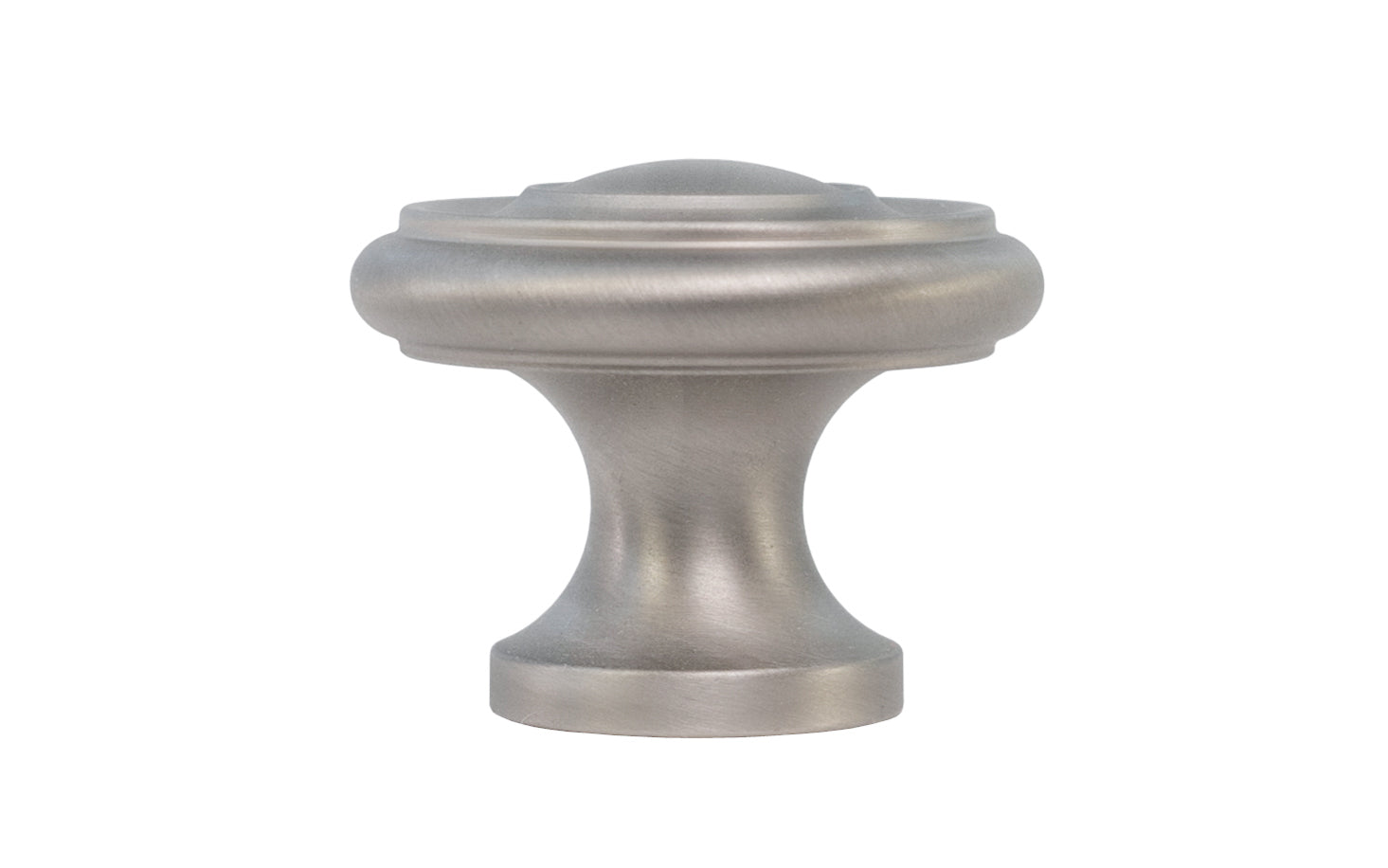 Vintage-style Hardware · Solid Brass classic contemporary / art deco, mid-century style cabinet knob. High quality solid brass 1-1/4" diameter Knob. Ideal for kitchen & bathroom cabinets, & furniture. Brushed Nickel Finish.