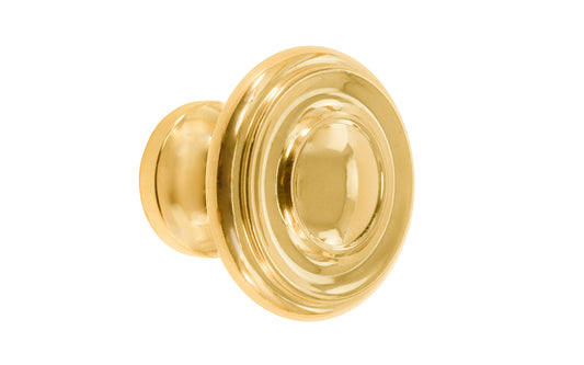 Vintage-style Hardware · Solid Brass classic contemporary / art deco, mid-century style cabinet knob. High quality solid brass 1-1/4" diameter Knob. Ideal for kitchen & bathroom cabinets, & furniture. Unlacquered Brass (the non-lacquered brass will patina over time). Un-lacquered brass.