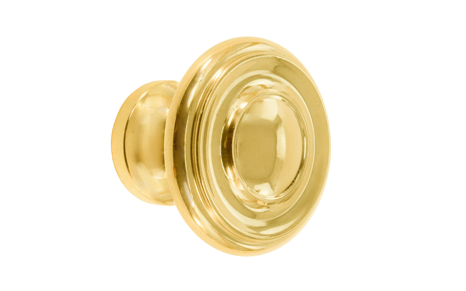 Vintage-style Hardware · Solid Brass classic contemporary / art deco, mid-century style cabinet knob. High quality solid brass 1-1/4" diameter Knob. Ideal for kitchen & bathroom cabinets, & furniture. Lacquered Brass Finish.