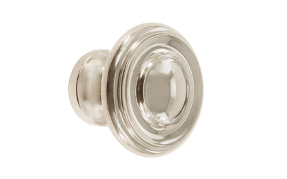 Vintage-style Hardware · Solid Brass classic contemporary / art deco, mid-century style cabinet knob. High quality solid brass 1-1/4" diameter Knob. Ideal for kitchen & bathroom cabinets, & furniture. Polished Nickel Finish.