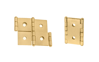 Double Action Cabinet Hinges for 1" Panels ~ 1-7/8" High. Helps doors to swing both ways, & designed for different types of doors including shoji screens, folding doors, shutters, screens, bar doors, small doors & panels. Steel material with a Brass Finish
