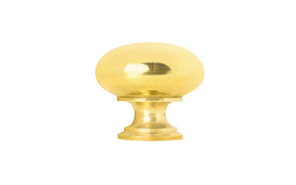 Vintage-style Hardware · Traditional & Classic Lacquered Brass Knob. 1" diameter size knob. This stylish round cabinet knob has a smooth look & feel on a pedestal shaped base. Great for kitchens, bathrooms, furniture, cabinets, drawers. Lacquered brass finish. Authentic reproduction hardware.