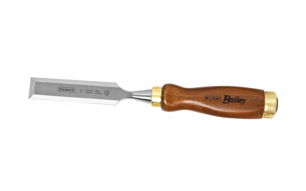 Made in England - 1" Bailey Wood Chisel.  Hardened, tempered high-chrome carbon alloy steel blade for edge retention ~ High-carbon chrome steel blade ~ European Beech wood. Quality English Chisel. 1" (25 mm) size 