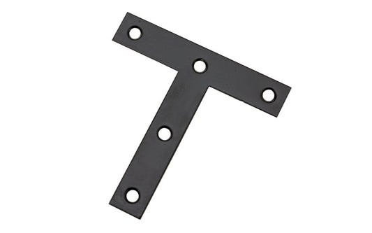 These T plates are designed for furniture, countertops, shelving support, chests, cabinets, etc. Allows for quick & easy repair of items & other home, workshop, &amp; industrial applications. Made of steel material with a black finish. Sold as a single T-plate. Screws not included. National Hardware Model No. N266-470.