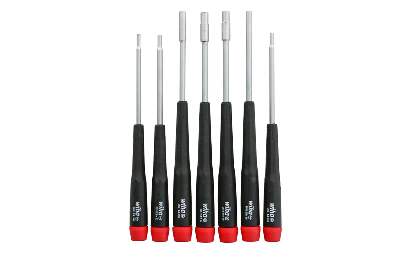 Wiha 7-Piece Metric Nut Driver Set. A high quality Wiha Metric precision nut driver set made out of hardened CRM72 tool steel. 1.5 mm,  1.8 mm,  2.0 mm,  2.5 mm,  3.0 mm,  3.5 mm,  4.0 mm  sizes. Made in Germany. Wiha Model 26592.