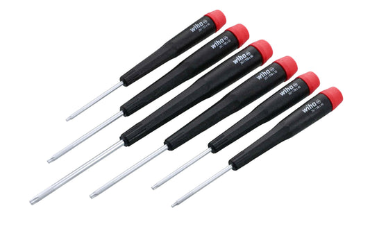 A high quality Wiha Torx precision screwdriver 6-piece set made out of hardened CRM72 tool steel. Excellent for working on small components & modern electronics. Set includes: T6, T7, T8, T9, T10, T15 sizes. Made in Germany. Wiha Model 26790.