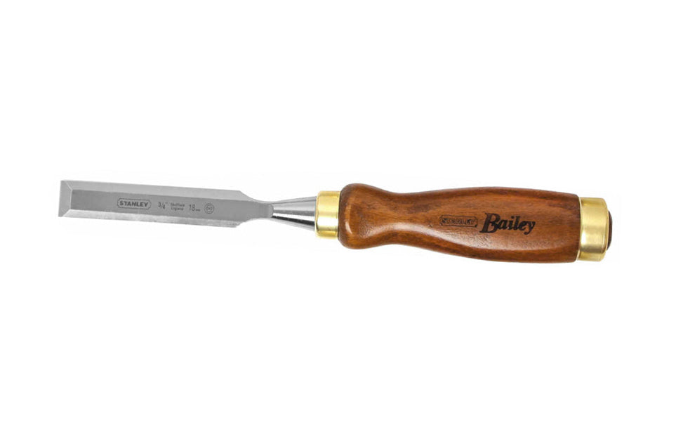 Made in England - 3/4" Bailey Wood Chisel.  Hardened, tempered high-chrome carbon alloy steel blade for edge retention ~ High-carbon chrome steel blade ~ European Beech wood. Quality English Chisel. 3/4" (18 mm) size.