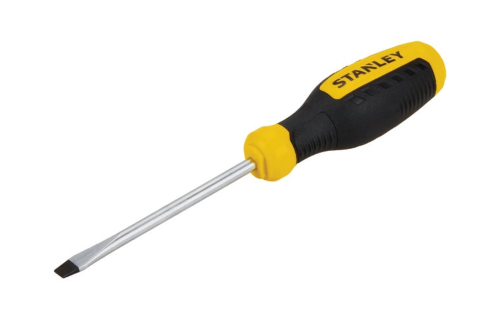 This Stanley 1/4" Slotted Screwdriver has a tri-zone bi-material handle ideal for precision, torque, & speed applications. This durable screwdriver is designed with a strong steel blade, a chrome finish. Stanley Tools Model STHT60783.