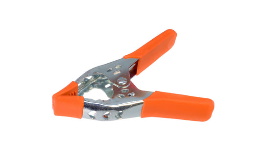 Basic & economy style 4" metal spring clamp with orange nylon handles. 1" max opening capacity. 1-1/4" clamp depth. Made by SE.