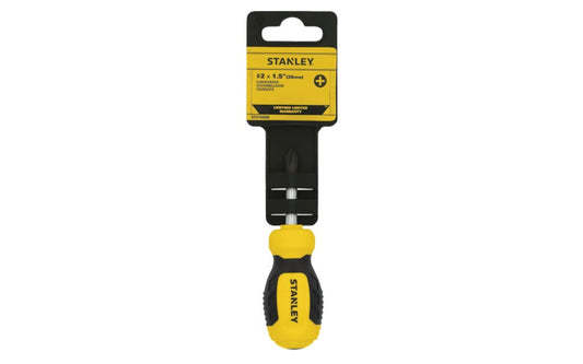 This Stanley #2 Phillips Stubby Screwdriver has a tri-zone bi-material handle ideal for precision, torque, & speed applications. This durable screwdriver is designed with a strong steel blade, a chrome finish. Stanley Tools Model STHT60806.