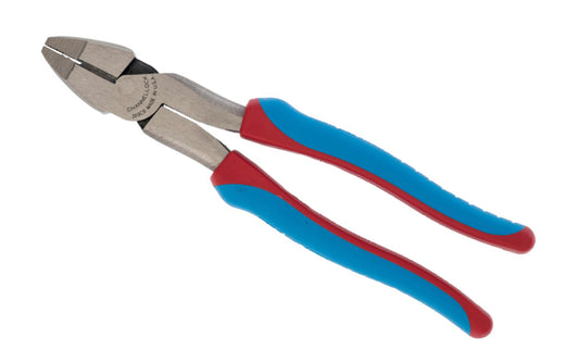Channellock 9-1/2" Lineman's Pliers "Code Blue XLT". Round Nose Style. Model 369CB. Forged high carbon U.S. steel for maximum strength & durability is specially coated for rust prevention. Crosshatch teeth to provide maximum grip. Cuts ACSR. Made in USA.