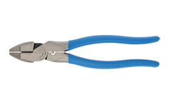 Channellock 9-1/2" Lineman's Pliers - 369CRFT. Forged high carbon U.S. steel for maximum strength & durability is specially coated for rust prevention. Crimps insulated & non-insulated terminals, strips 12ga wire, 12ga wire looper, fishtape puller & cuts ACSR. Crosshatch teeth. Channelock Linemen's Pliers. Made in USA.