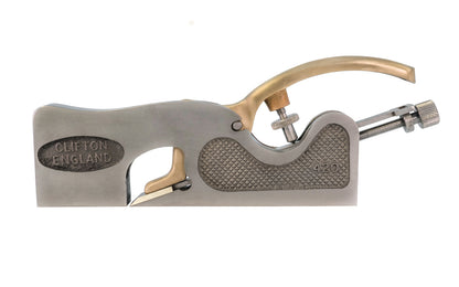 The Clifton 420 Shoulder Plane. 3/4" (19 mm) wide cutter blade. The body is machined from quality grey iron casting and is precision ground on the sole and the sides. Cutting edge is ground to 25° primary & 30° secondary - Blade made from high quality oil hardened steel, 59-61 rockwell C hardness. Model 420.