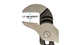 Channellock 9-1/2" Straight Jaw Tongue & Groove Plier is built to last with a Permalock fastener to eliminate nut & bolt failure. Laser-hardened teeth to provide a better, longer lasting grip. Channelock Model 420. 025582300676. Professional non-slip channellocks. adjustable 9.5" tongue and groove plier. Made in USA.