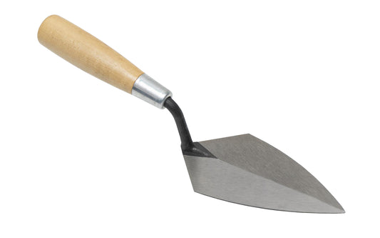 Marshalltown 6" long blade pointing trowel. This pointing trowel is ideal for filling small cavities and repairing crumbling mortar joints. Forged from a single piece of high carbon steel.