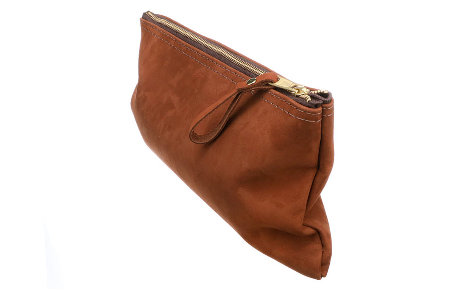 Klein Tools Top-Grain Leather Zipper Pouch Bag. This handsome bag is soft sided & features brushed cowhide leather construction to provide durability & a strong zipper for reliable operation. Convenient storage for pliers, wrenches, & other tools. The heavy-duty zipper keeps it securely closed. Model 5139L.