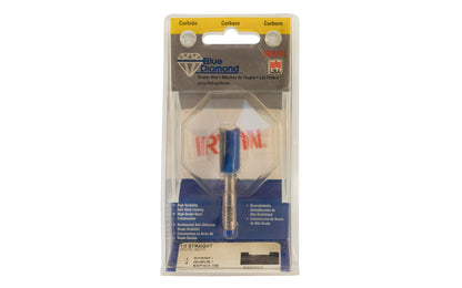 Irwin Carbide 1/2" x 1" Straight Router Bit - Made in USA. Carbide - High Grade Steel construction Router Bit. 1" depth. 2-1/4" overall length. 1/4" shank. Irwin Blue Diamond Model No. 520302. Made in USA.