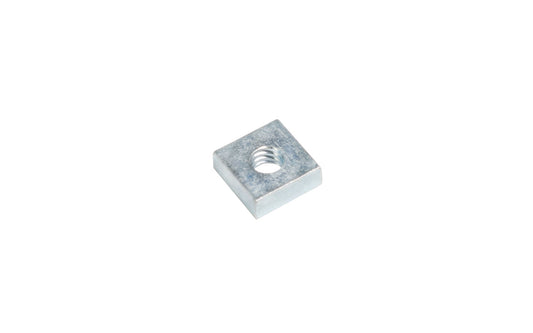 Square nut in zinc-plated steel material. 8-32 machine thread. Available as singles, or in a bulk box. 