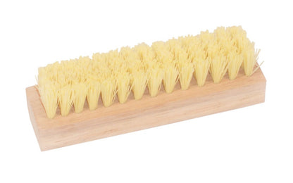 Hand & Nail Brush set in a wood block. Polypropylene Bristles set in wood block handle. 4-1/2" length x 1-1/4" width bristles. 5/8" trim bristles length. Brush has multiple applications in shop, garden, laundry.  Made by DQB Industries.  Made in USA.
