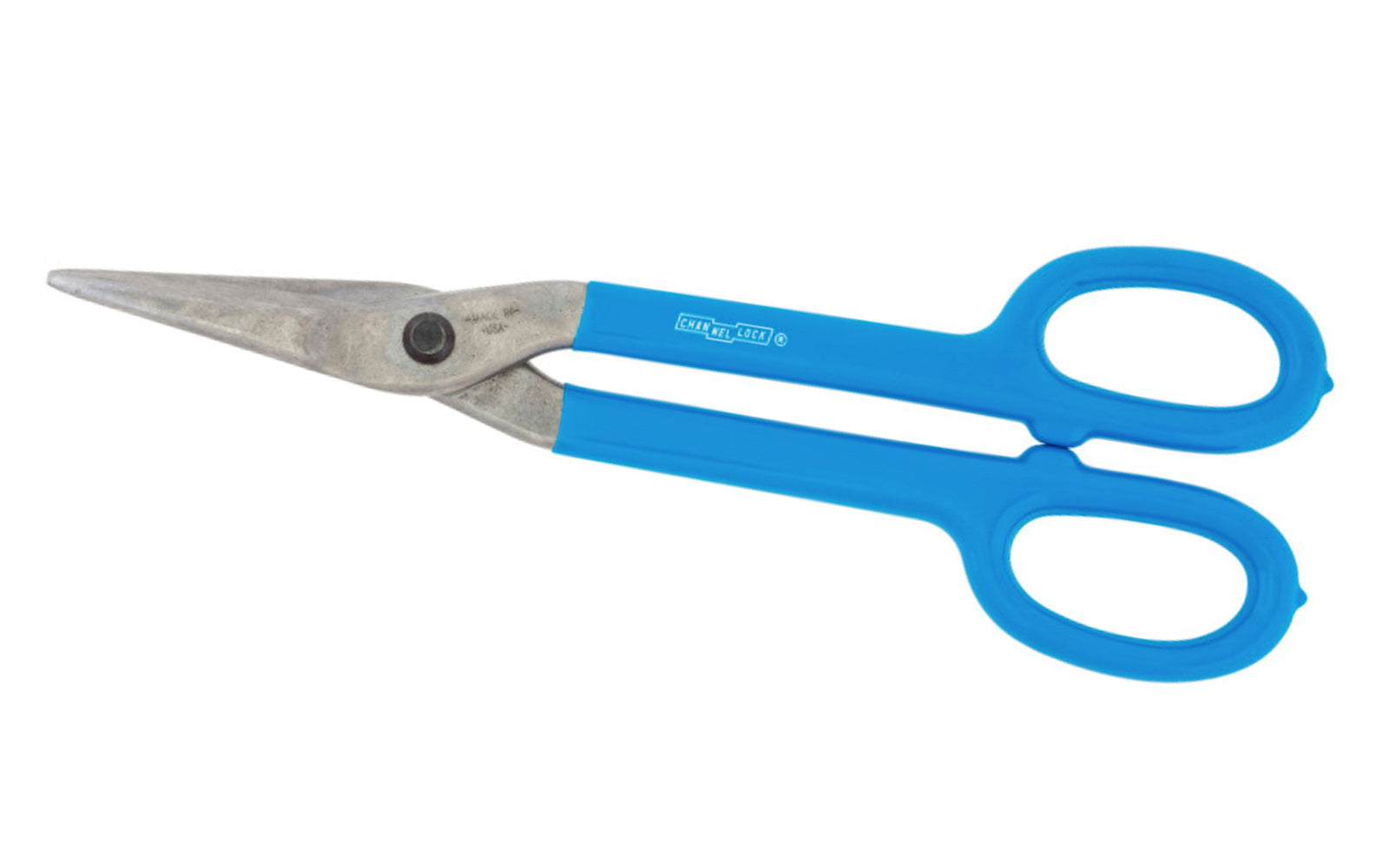 These 12" Duckbill Tinner Snips cuts straight, wide, & tight curves in any direction. Custom head-treated blades precision machined to last longer. Grips designed for durability & comfort. Channelock Tin Snips are 100% Made in the USA & forged from molybdenum alloy steel. Channellock Model 612TD.  Made in USA.