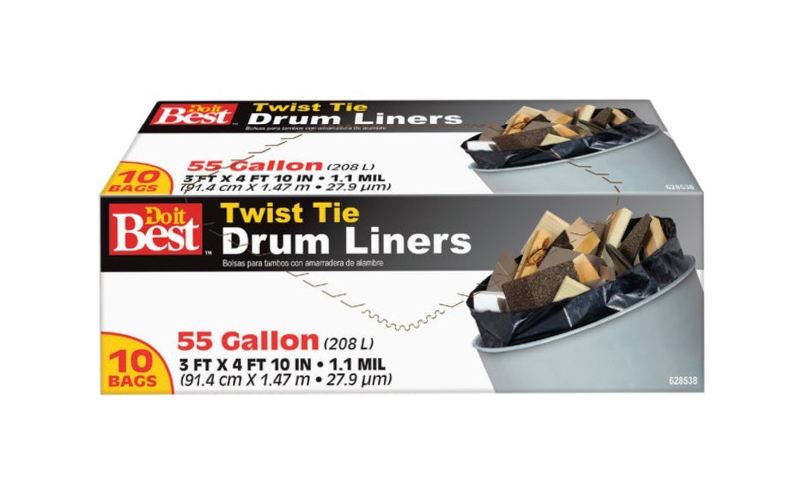 55 Gallon Twist Tie Drum Drum Liner Bags ~ 10 Bags. Black color bags. Made by Do It Best. Made in USA.
