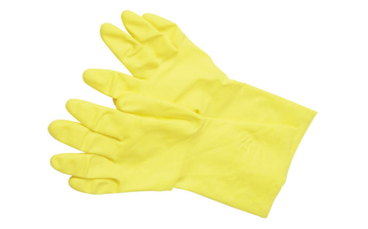 Latex Rubber Gloves - Medium. General-purpose for household or shop use. Cotton flock lining. Lightweight flexibility. Reliable embossed grip. Made by Do It.