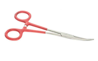 6-1/2" Stainless Steel Bent Forceps. Self-locking with Insulated Handles. Made by SE.