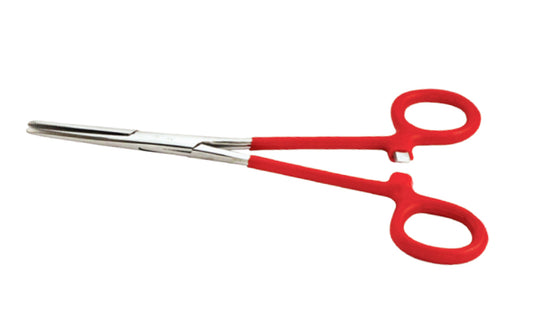 6-1/2" Stainless Steel Straight Forceps. Self-locking with Insulated Handles. Made by SE.