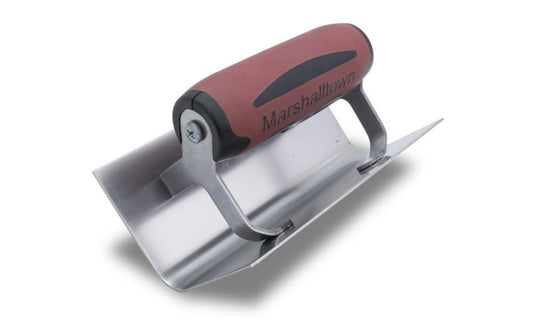 Marshalltown 6" x 2-1/2" Stainless Inside Corner Trowel - Radius Corner Style. Ideal for creating corners & edges on concrete steps or anywhere where square and rounded corners are needed. The stainless steel blade is durable, easy to clean, and is fitted with a comfortable soft grip "DuraSoft" handle that reduces fatigue when using this tool. 