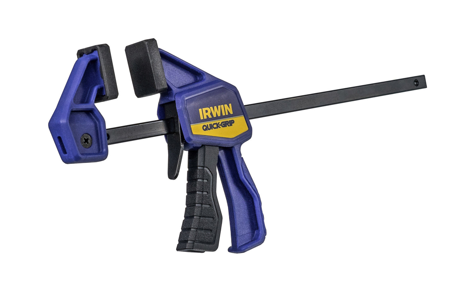 Irwin Tools - Model No. 1964742 ~ A 6" Quickgrip light duty bar clamp made by Irwin Tools. This small bar clamp is great for clamping & gluing, holding work for sawing & drilling, & positioning work for fastening. Great for working in confined spaces. 6" clamping jaw capacity & 140 lb. clamping force. Quick-Grip Clamp ~ 038548005461