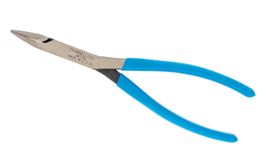 These Channellock 8" Needle Nose Long Reach Pliers are designed for hard-to-reach jobs. Made of high-carbon U.S. steel for superior performance on the job and is specially coated for ultimate rust prevention. Channelock Model 738. Made in USA.