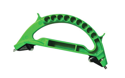 AccuSharp Green All-In-1 Tool Sharpener. All In One Pruner, Knife, and Tool Sharpener is great for knives, pruners, loppers, shears, axes, mower blades, scissors and more. Recess allows pruners and loppers to be sharpened without disassembly. Made in USA. Accu Sharp Model 101C.