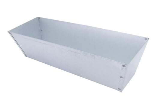 Marshalltown Galvanized Steel Mud Pan. These mud pans hold material while you work and are designed to make it easy to clean knives while not letting material get stuck in the corners. 12" length. Model 813.