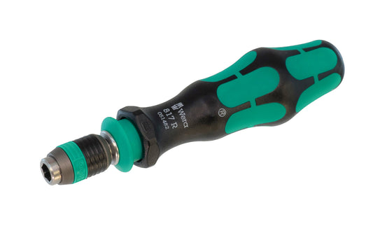 Wera Bit Holder Handle "817 R Handle". Insert Bit holder handle with Rapidaptor quick-release chuck for bits with 1/4" hex drive. Wera handle for 1/4" hex bits. Multi-component Kraftform handle for fast & ergonomic screwdriving. Hexagonal anti-roll feature against rolling away